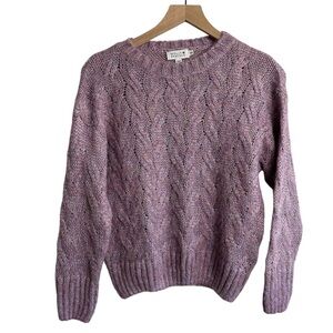 Molly Bracken Purple Metallic Shimmer Cable Knit Crewneck Sweater Size S/M